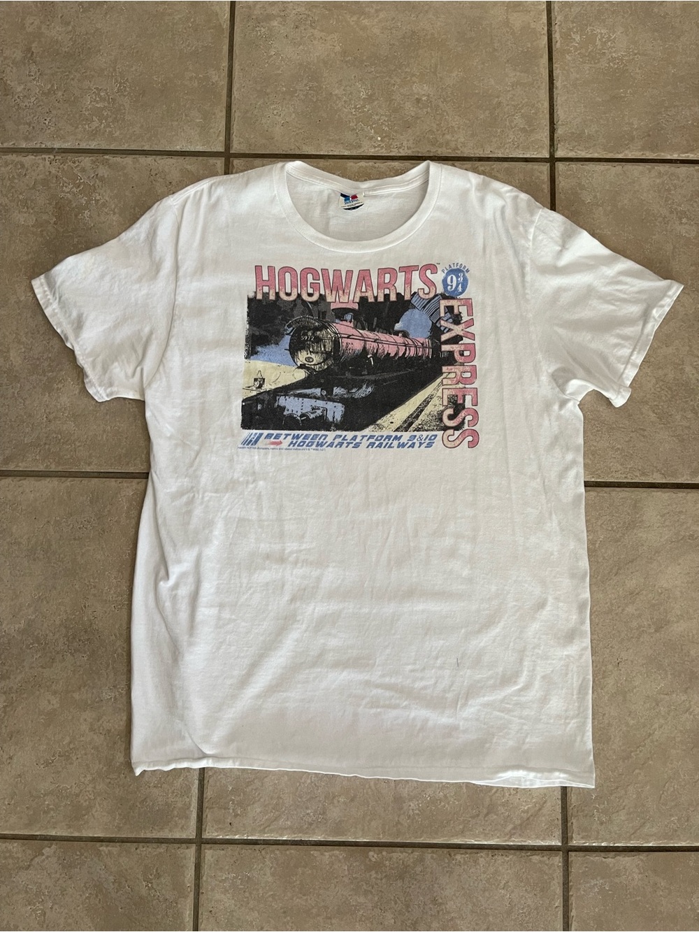 Russell Athletic 100% Cotton Hogwarts Express Graphic Crew Neck T-Shirt, Size L